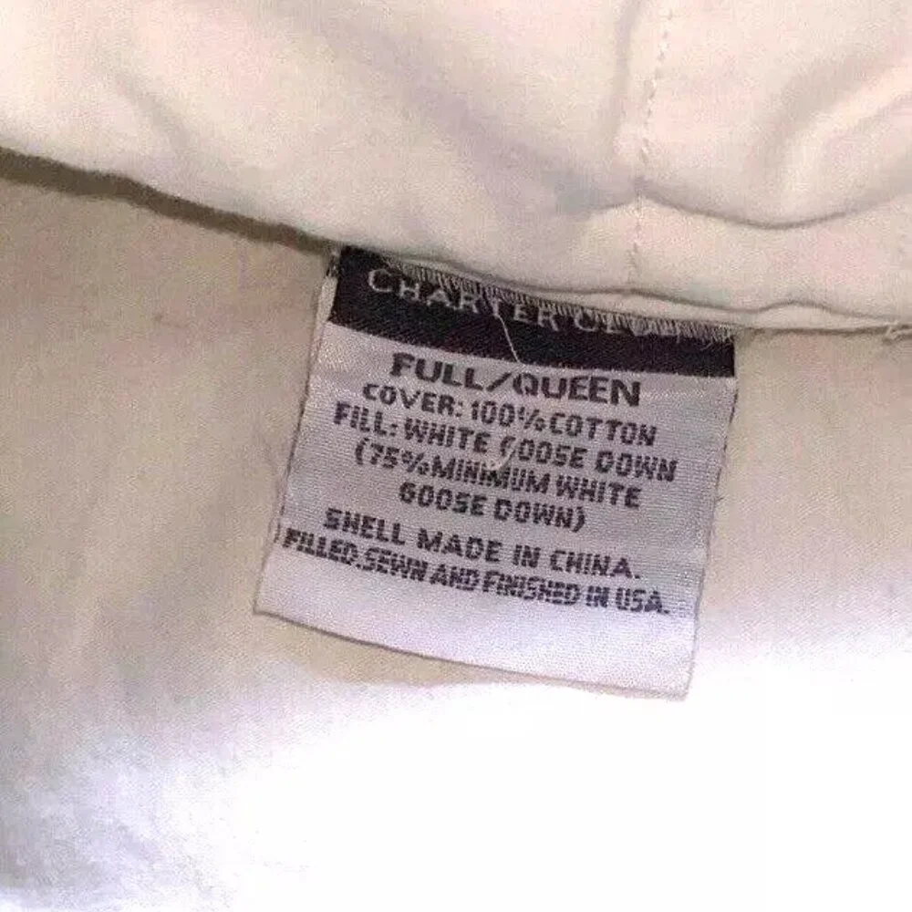 Charter Club Goose Down Feather Comforter Full / Queen Size Damask Check Luxury